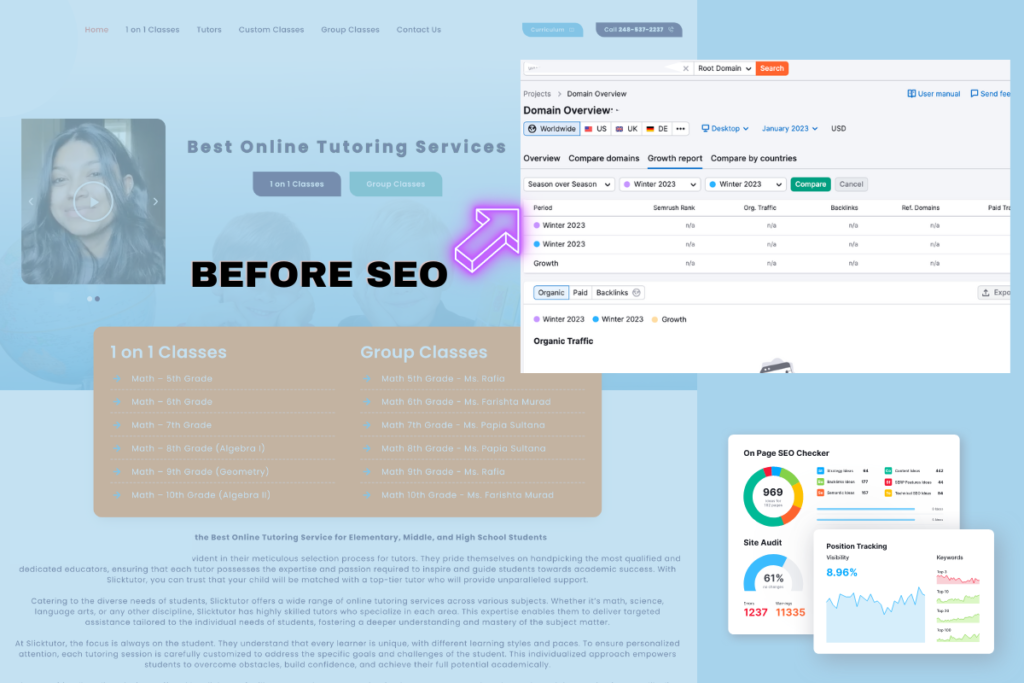 slicktutor com growth report domain before seo